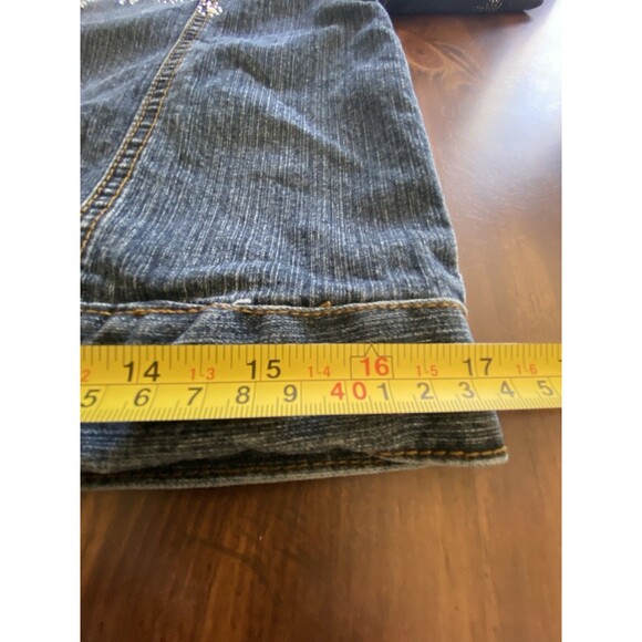 Y2K Vintage Arizona Women Sz Large Denim Jean Jeweled Jacket Snaps Preppy - Picture 14 of 16